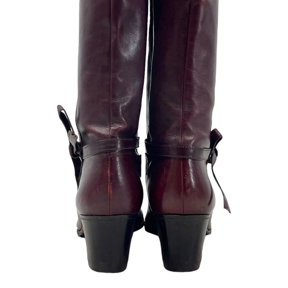 Vintage 70s SALVATORE FERRAGAMO Womens 9.5 Leather Knee High Riding Boots Bow - Picture 12 of 16
